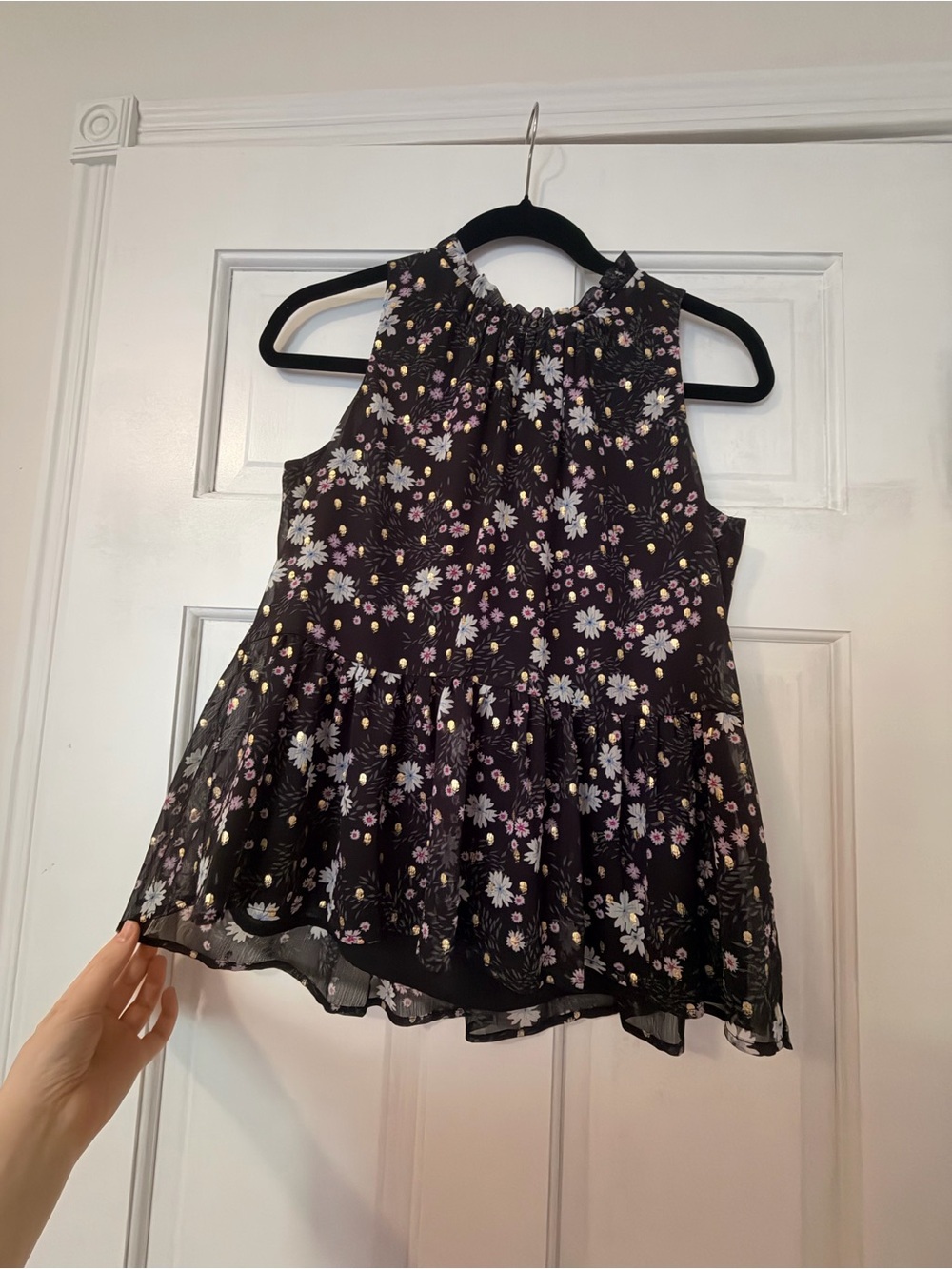 LOFT Black Floral Peplum Tank - Picture 2 of 4